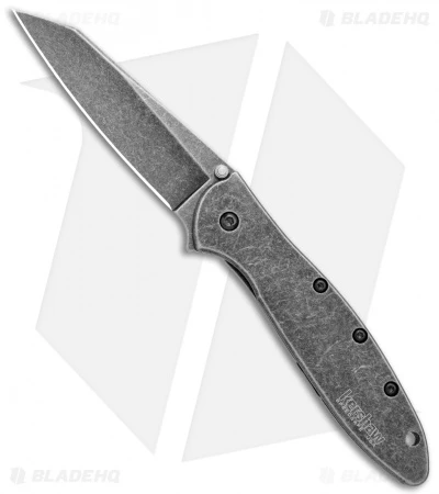 Kershaw Random Leek Reverse Tanto Assisted Opening Knife (3" Black SW) -Kershaw Knife Shop Kershaw Random Leek Reverse Tanto Assited Opening BlackWash 1660RBW BHQ 123397 jr